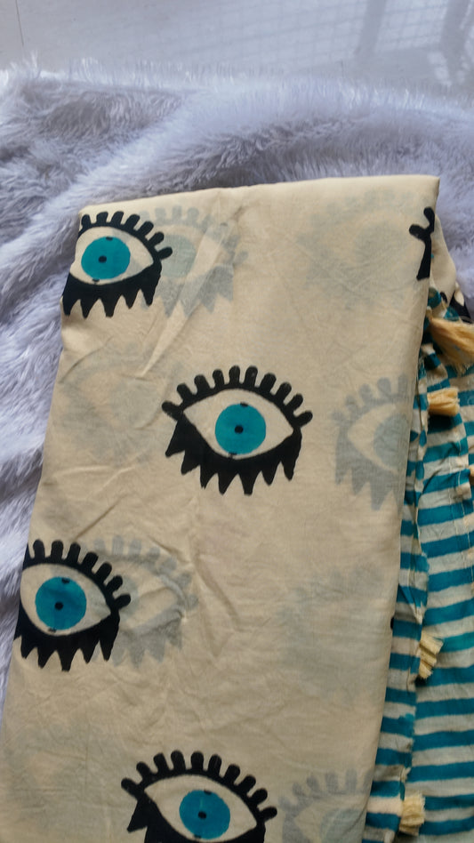 Cream Evil Eye saree