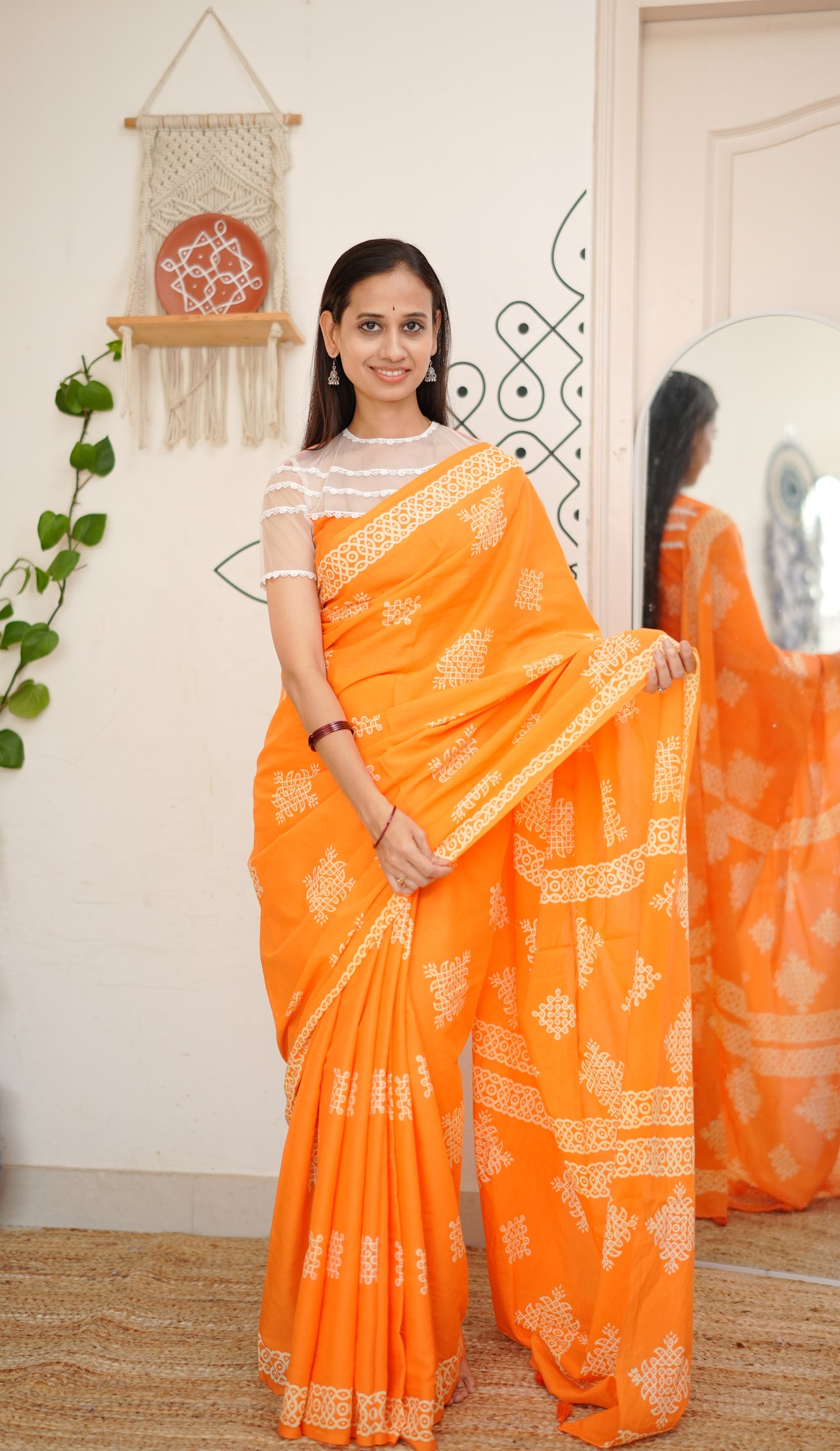 Kesariya Kolam Saree
