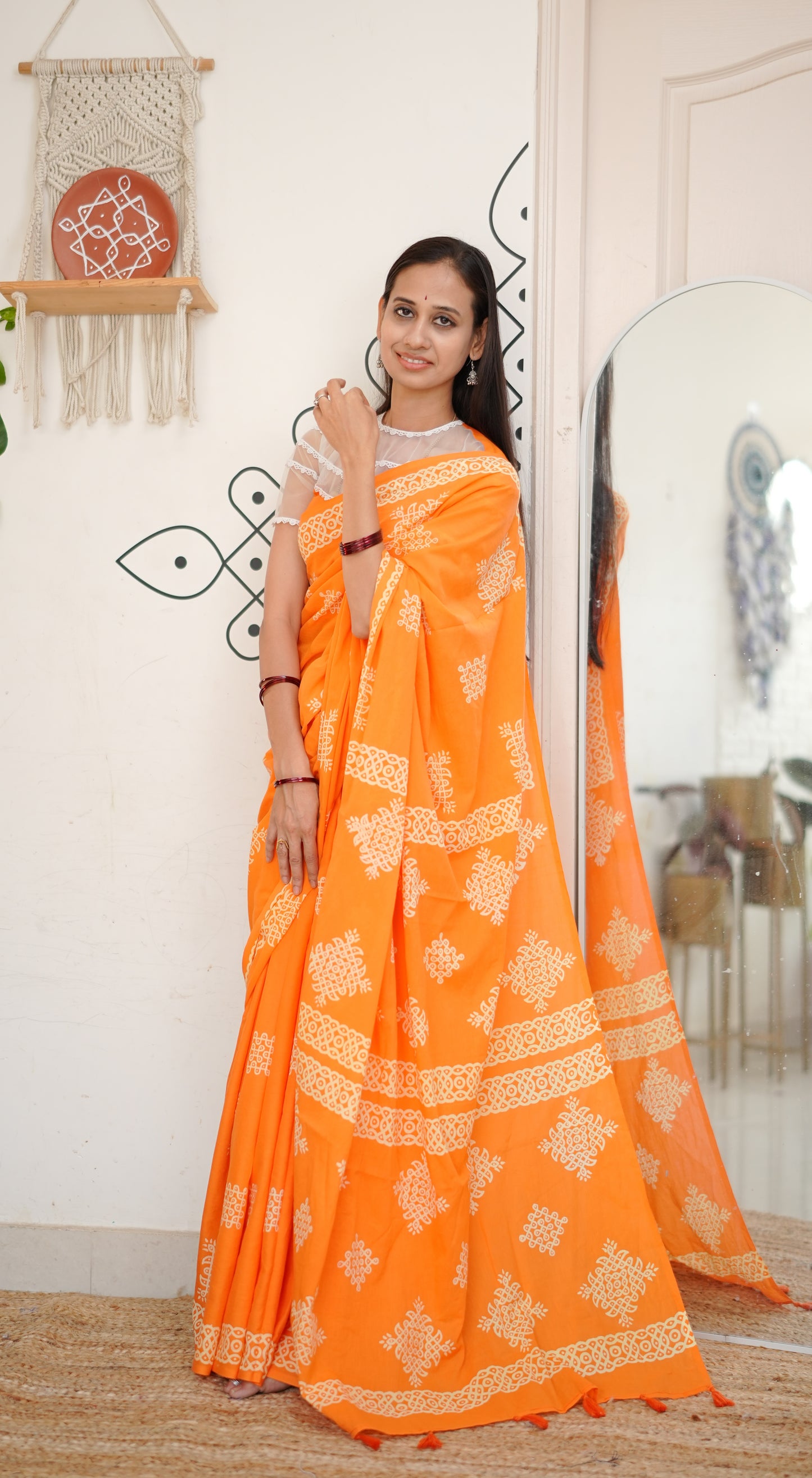 Kesariya Kolam Saree