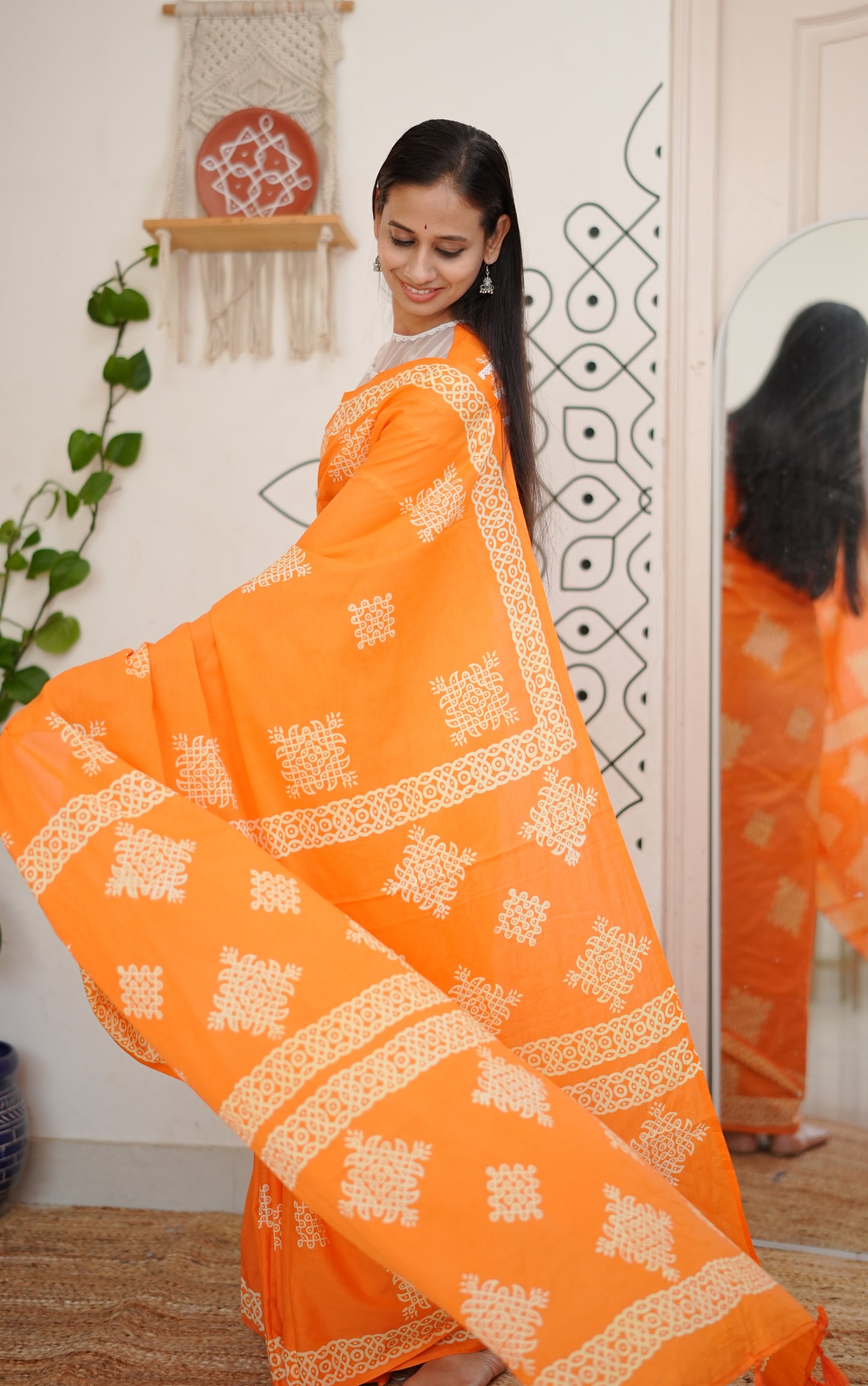Kesariya Kolam Saree