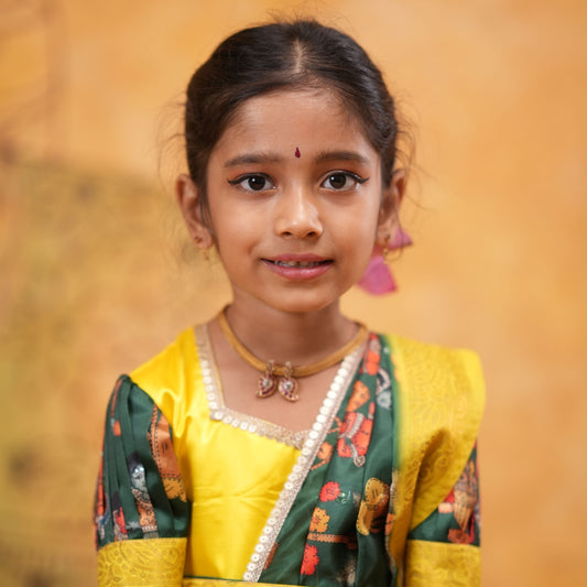 Kids Dola Silk Long Dress lash green