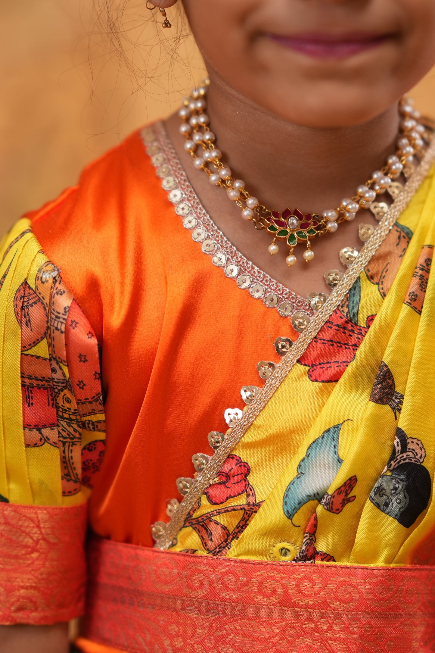 Kids Dola Silk Long Dress yellow