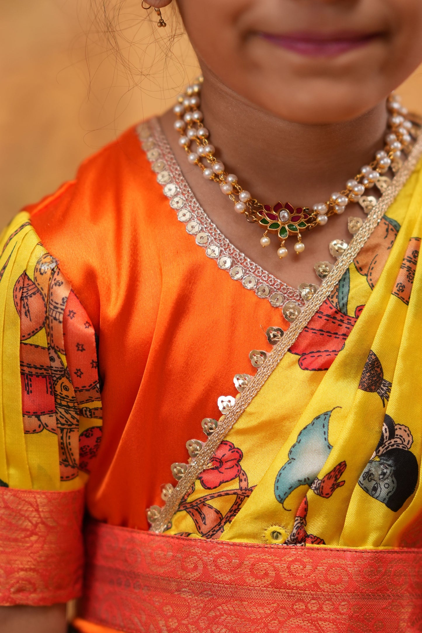Kids Dola Silk Long Dress yellow