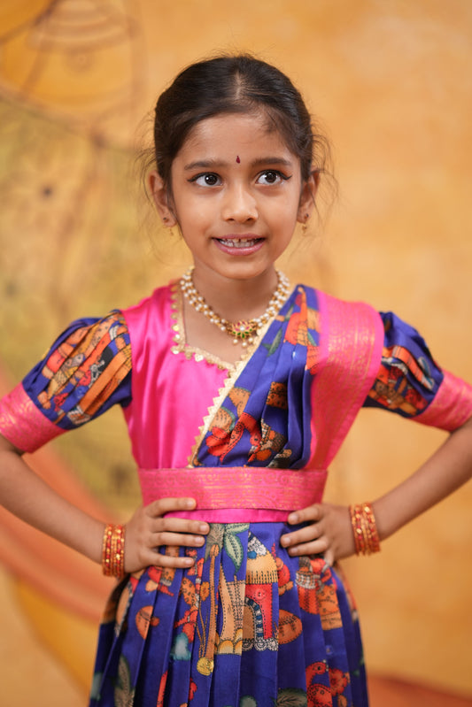 Kids Dola Silk Long Dress blue
