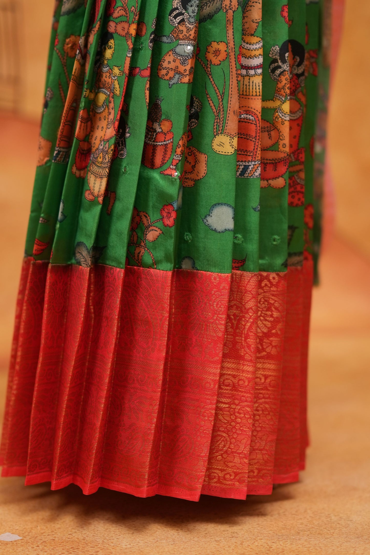Kids Dola Silk Long Dress green