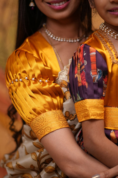 Kids Dola Silk Long Dress mom and daughter