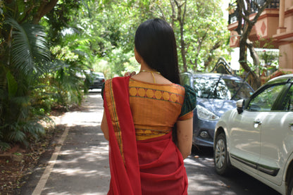 green and orange halfsaree