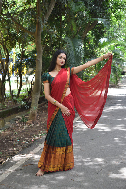 green and red halfsaree