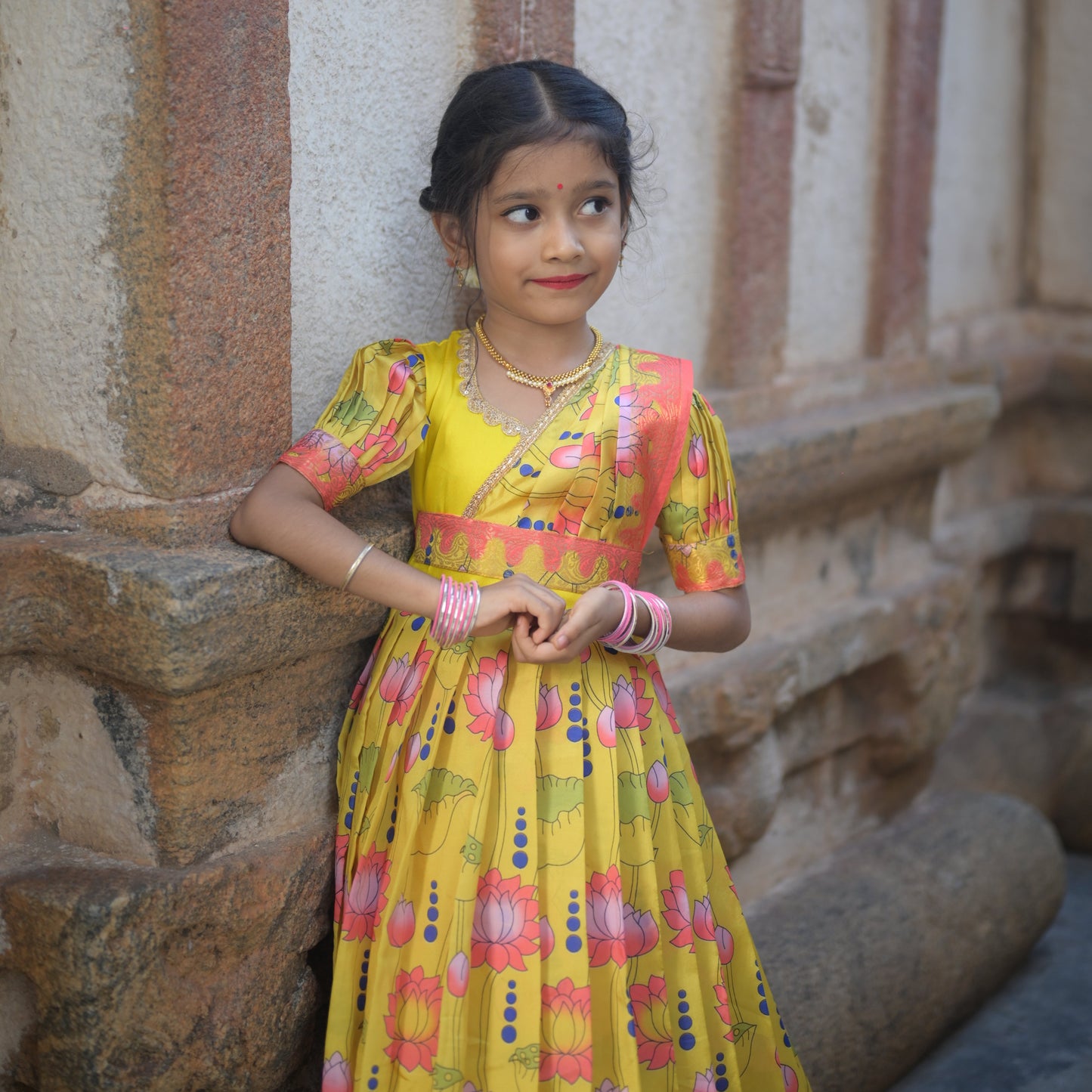 Kids Dola Silk Long Dress Sunshine