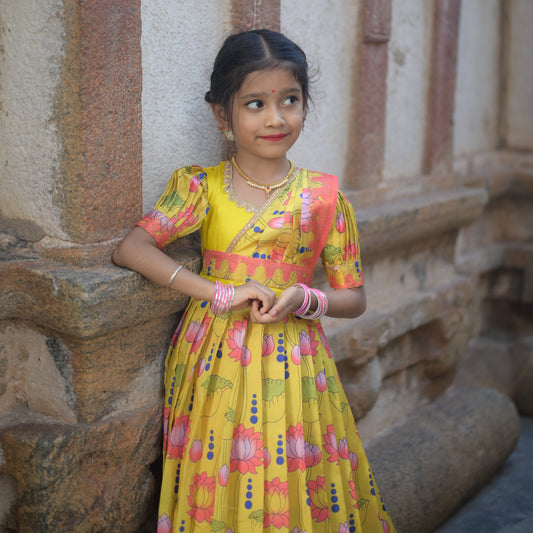 Kids Dola Silk Long Dress Sunshine