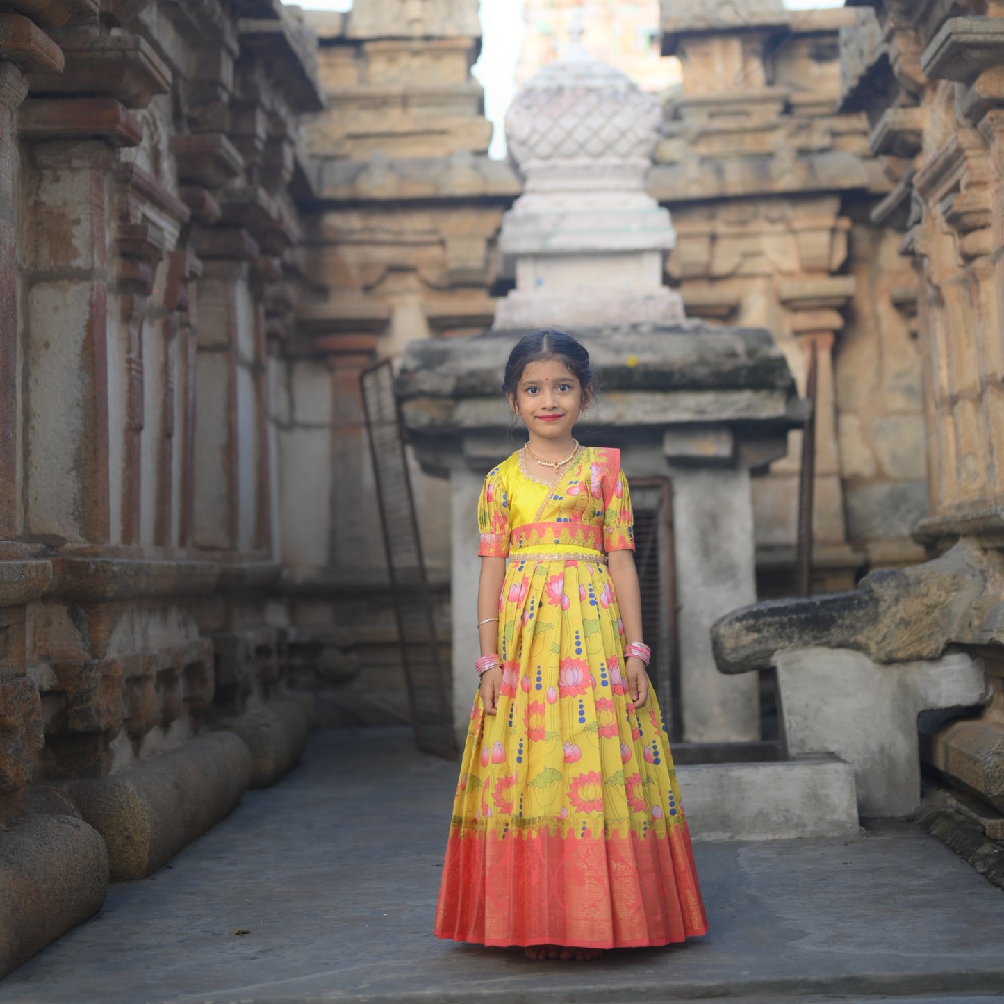 Kids Dola Silk Long Dress Sunshine