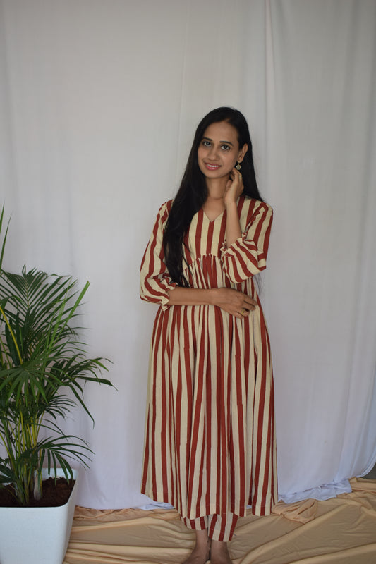 Red and cream Anarkali Suit