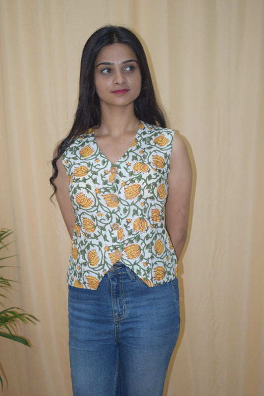Blossom Yellow Waistcoat