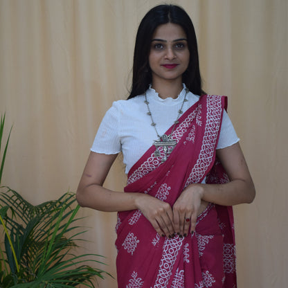 Rani Pink Kolam Saree