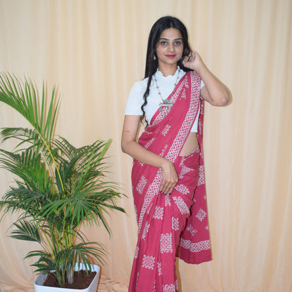 Rani Pink Kolam Saree