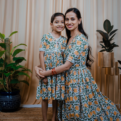 Yellow Short dress Mom and Daughter