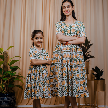 Yellow Short dress Mom and Daughter