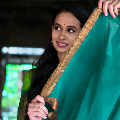 Green Cotton Half Saree
