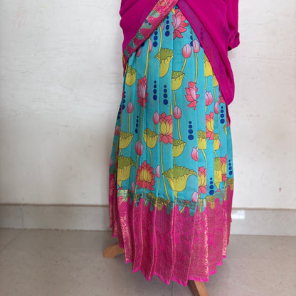 Ocean Blue Kids Dola Silk Halfsaree
