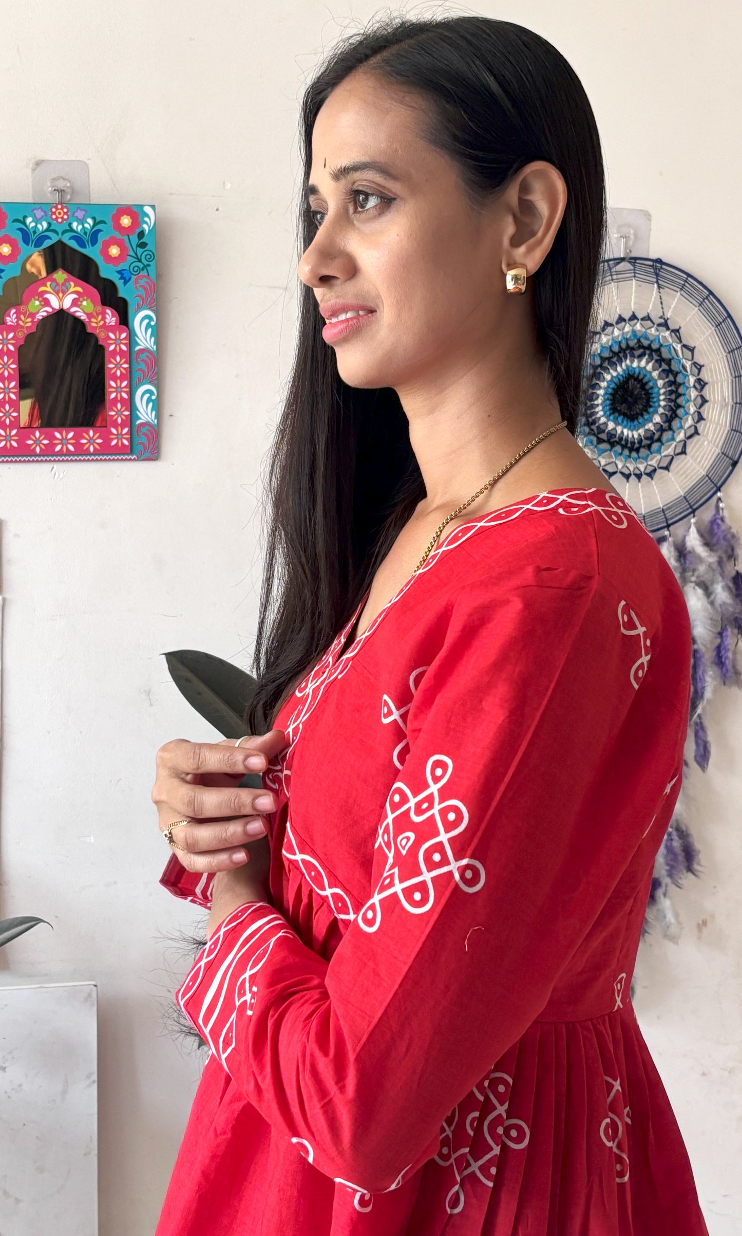 Red Kolam Short Top