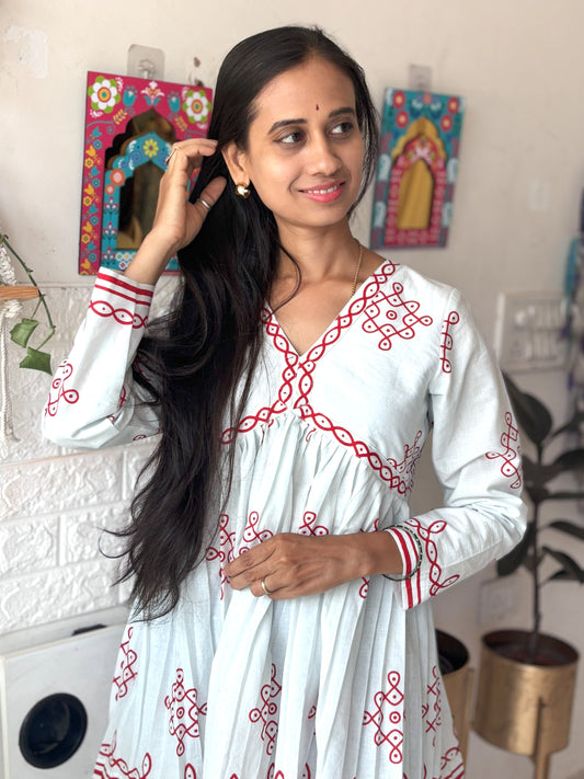 White Kolam Short Top