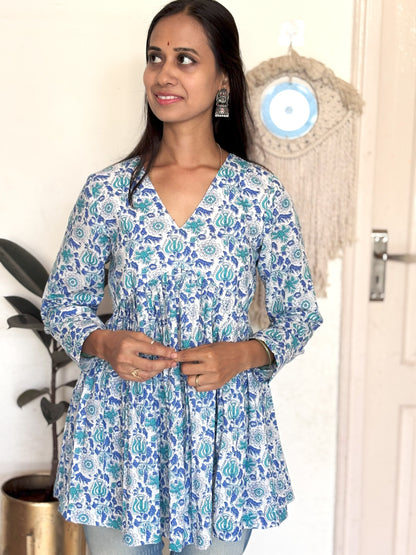 Flower Block Print Short Top