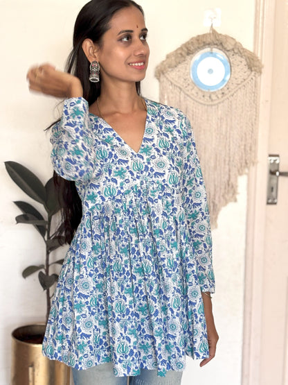 Flower Block Print Short Top