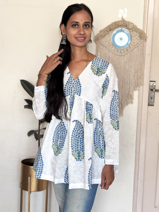 Flower Block Print Short Top