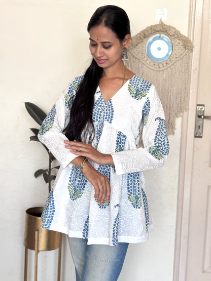 Flower Block Print Short Top