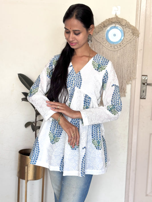Flower Block Print Short Top
