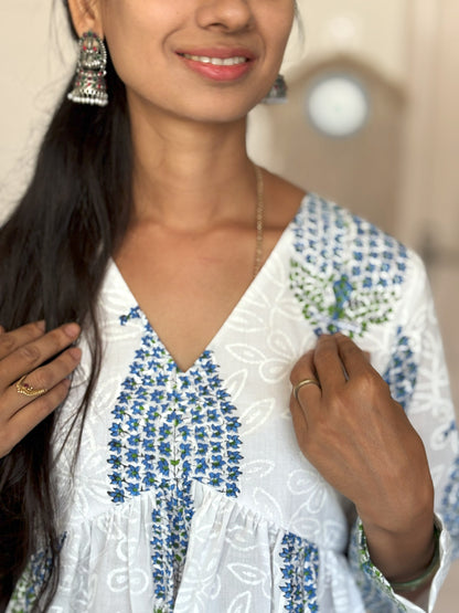 Flower Block Print Short Top