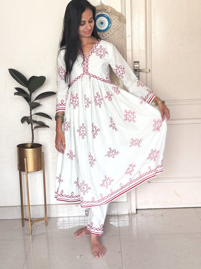 Koalm Anarkali white Suit