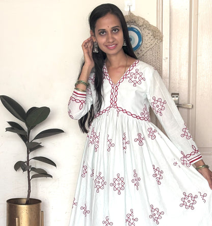 Koalm Anarkali white Suit