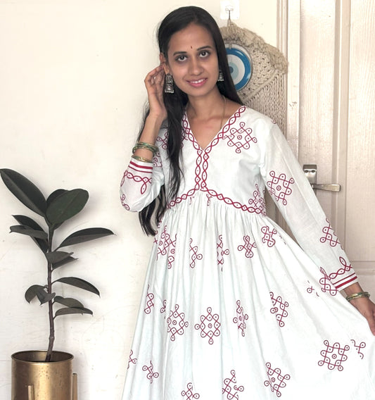 Koalm Anarkali white Suit