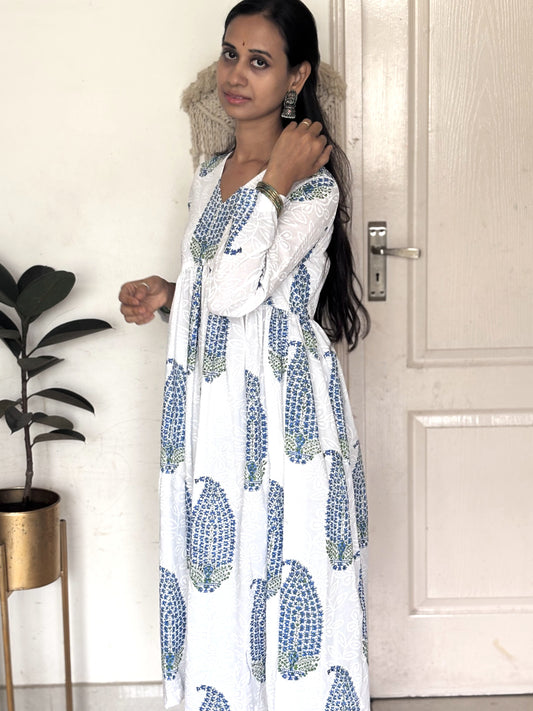 Anarkali White Suit