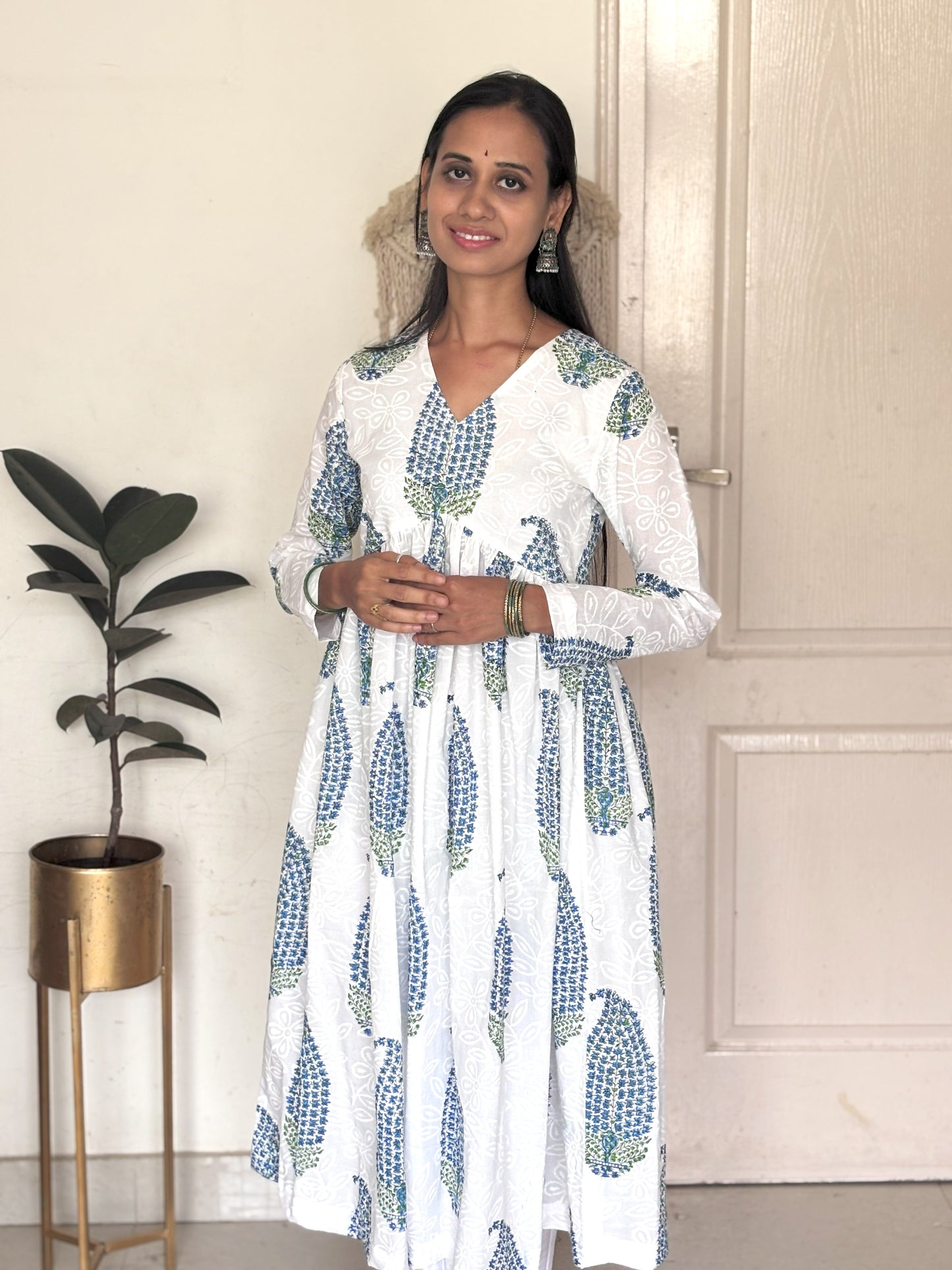 Anarkali White Suit