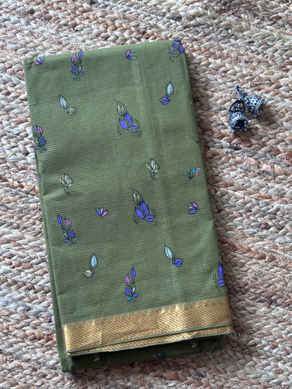 Mangalgiri  Digital Print Saree  pastel green