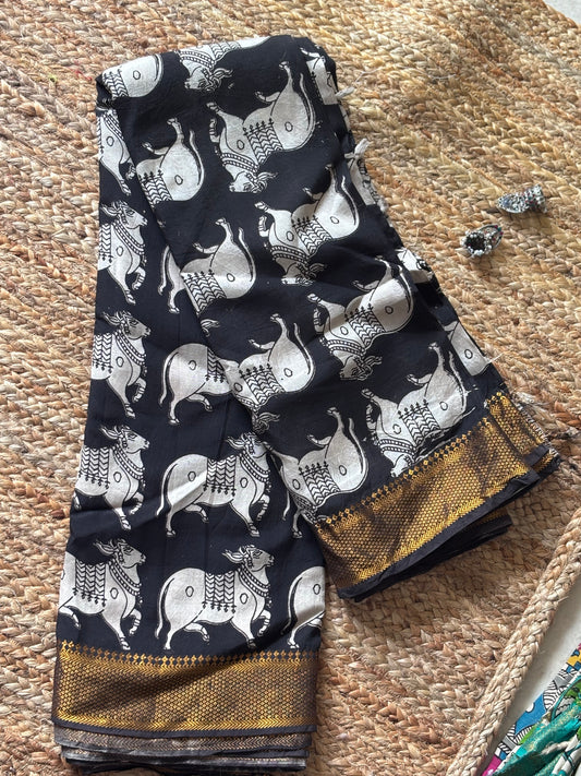 Mangalgiri  Digital Print Saree  Cow