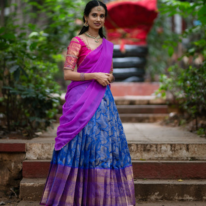 Pink Semi Silk Halfsaree