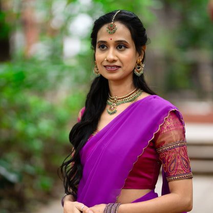 Pink Semi Silk Halfsaree