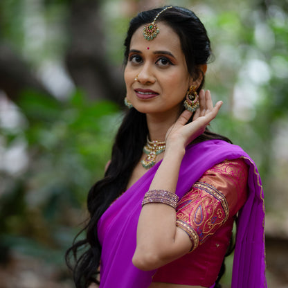 Pink Semi Silk Halfsaree