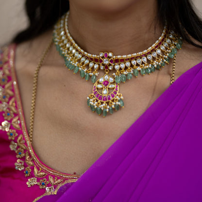 Pink Semi Silk Halfsaree