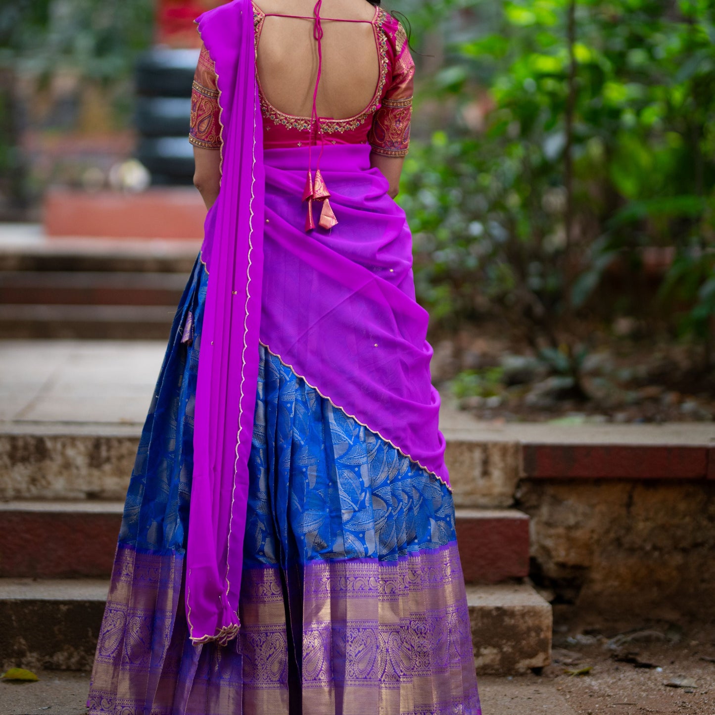 Pink Semi Silk Halfsaree