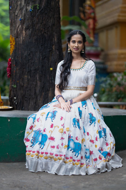 White Pichwai Long Dress