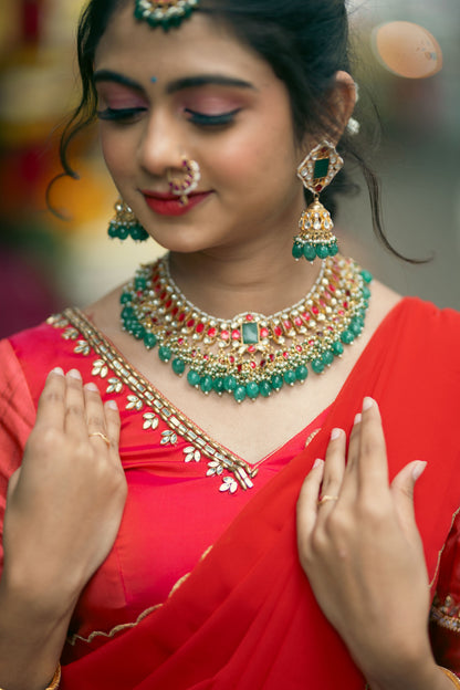 Red Semi Silk Halfsaree