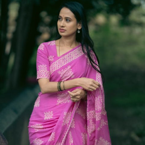 Marigold Magic Kolam Saree