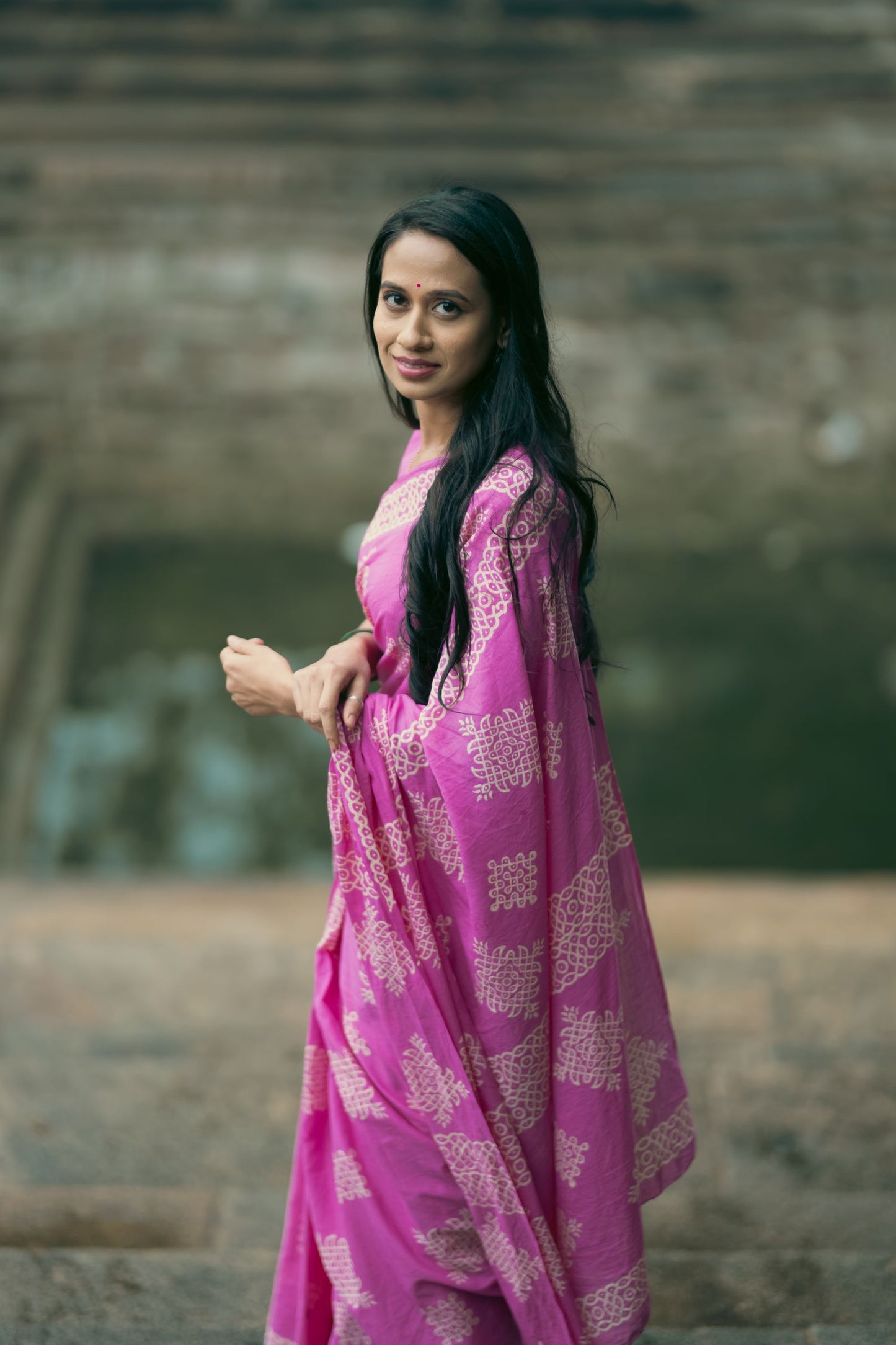 Pink kolam saree pre- order