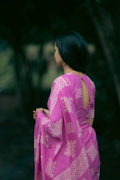 Pink kolam saree pre- order