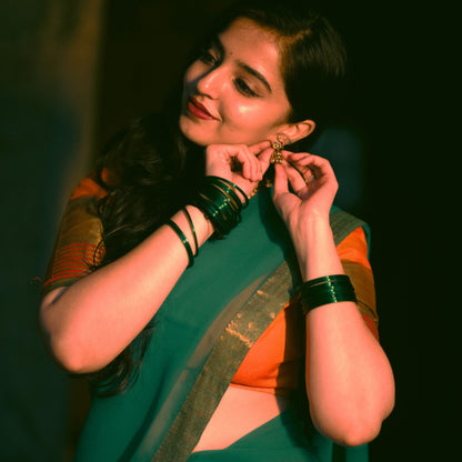 Orange Cotton Half Saree