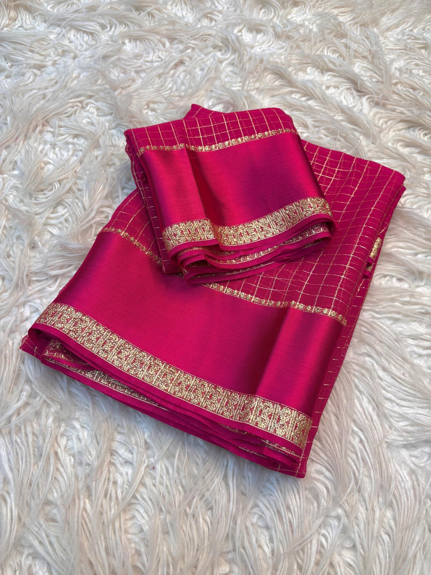 Fuchsia Pink Viscose Georgette Saree